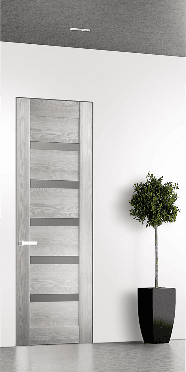 AVON 07-04 VETRO RIBEIRA ASH DOUBLE INVISIBLE METAL FRAME BELLDINNI MODERN INTERIOR DOOR - 1