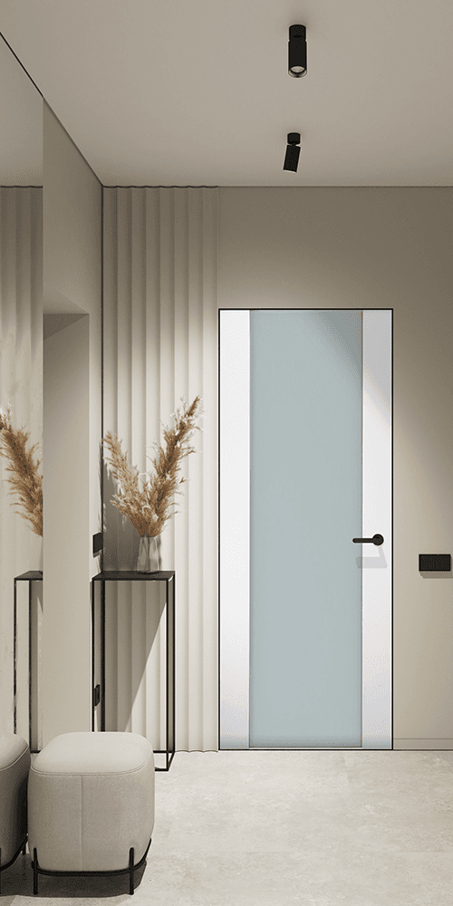 SMART PRO H3G VETRO POLAR WHITE DOUBLE INVISIBLE METAL FRAME BELLDINNI MODERN INTERIOR DOOR - 2