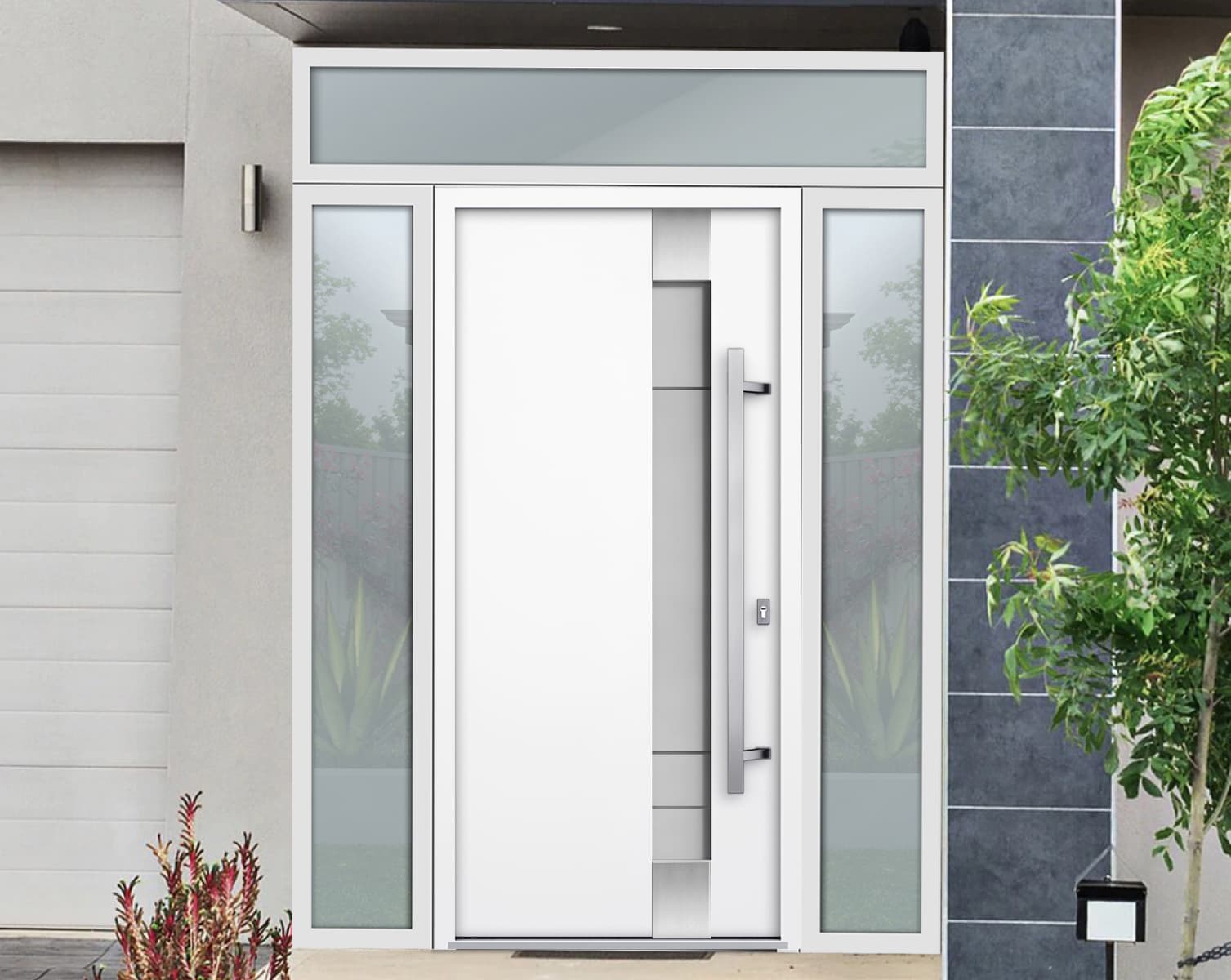 Single Modern Steel Exterior Door Deux 1713 White - 10