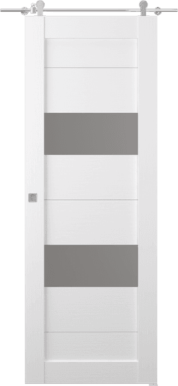 BERTA VETRO BIANCO NOBLE DOUBLE BARN BELLDINNI MODERN INTERIOR DOOR - 1