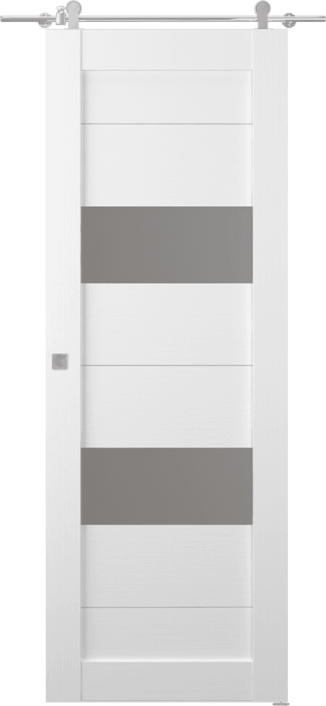 BERTA VETRO BIANCO NOBLE DOUBLE BARN BELLDINNI MODERN INTERIOR DOOR - 1
