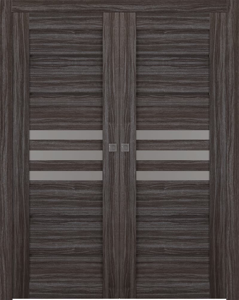 DOME VETRO GRAY OAK DOUBLE POCKET BELLDINNI MODERN INTERIOR DOOR - 1