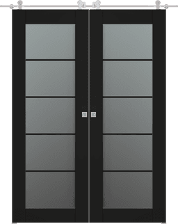 AVON 5 LITE VETRO BLACK MATTE DOUBLE BARN BELLDINNI MODERN INTERIOR DOOR - 1