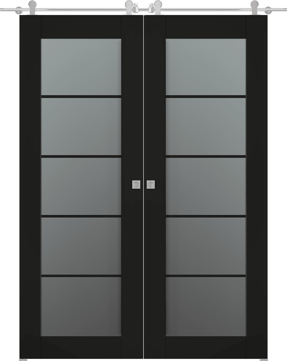 AVON 5 LITE VETRO BLACK MATTE DOUBLE BARN BELLDINNI MODERN INTERIOR DOOR - 1