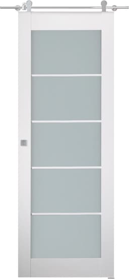 SMART PRO 5 LITE VETRO POLAR WHITE BARN BELLDINNI MODERN INTERIOR DOOR - 1