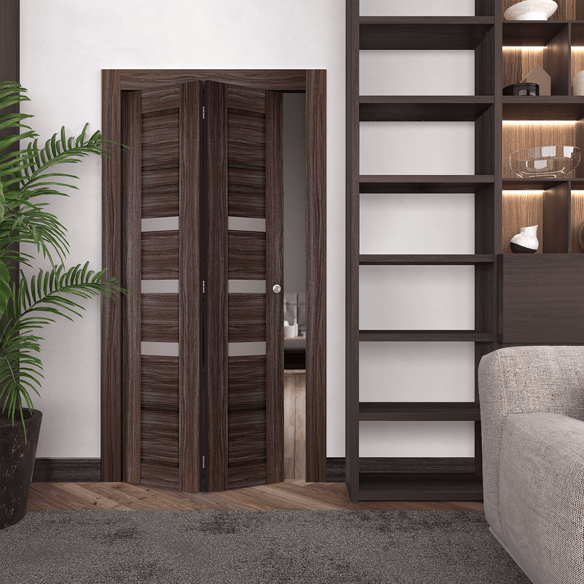 RITA VETRO GRAY OAK BI-FOLD BELLDINNI MODERN INTERIOR DOOR - 2