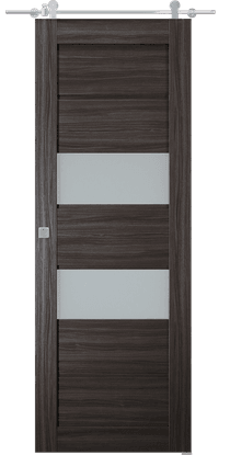 DESSA VETRO GRAY OAK DOUBLE BARN BELLDINNI MODERN INTERIOR DOOR - 1