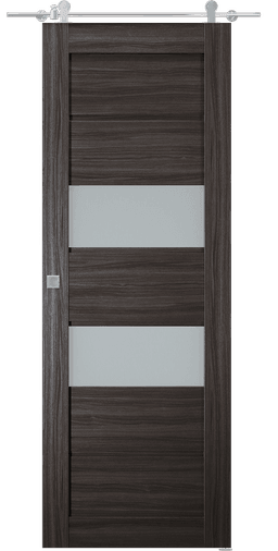DESSA VETRO GRAY OAK DOUBLE BARN BELLDINNI MODERN INTERIOR DOOR - 1