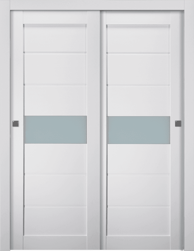 EDNA VETRO BIANCO NOBLE BYPASS BELLDINNI MODERN INTERIOR DOOR - 1