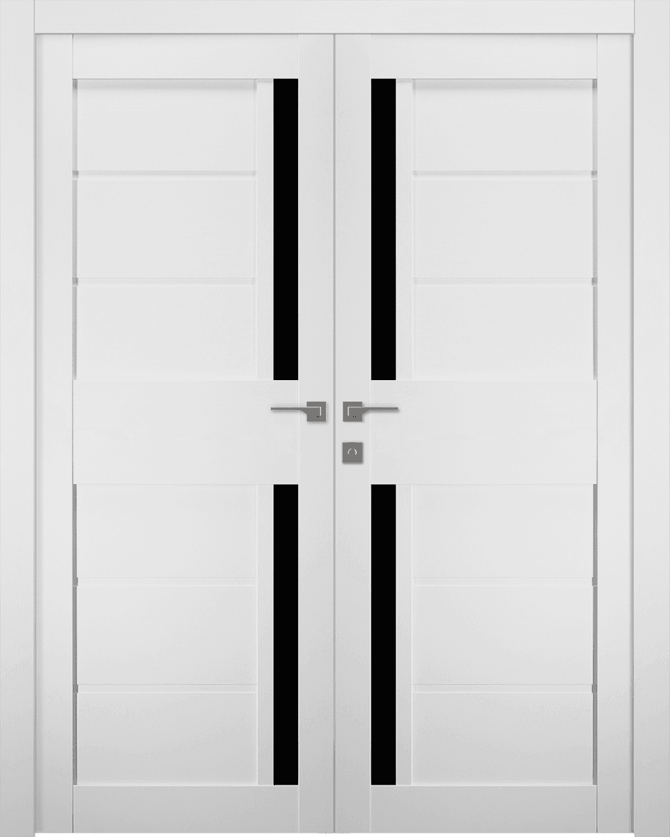 Esta Black Vetro Bianco Noble Double Doors Belldinni Modern Interior Door