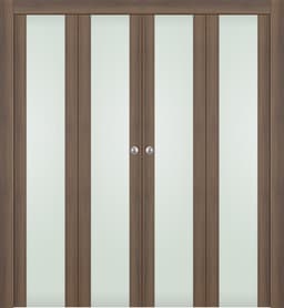 AVON 202 VETRO PECAN NUTWOOD DOUBLE BI-FOLD DOORS BELLDINNI MODERN INTERIOR DOOR - 1