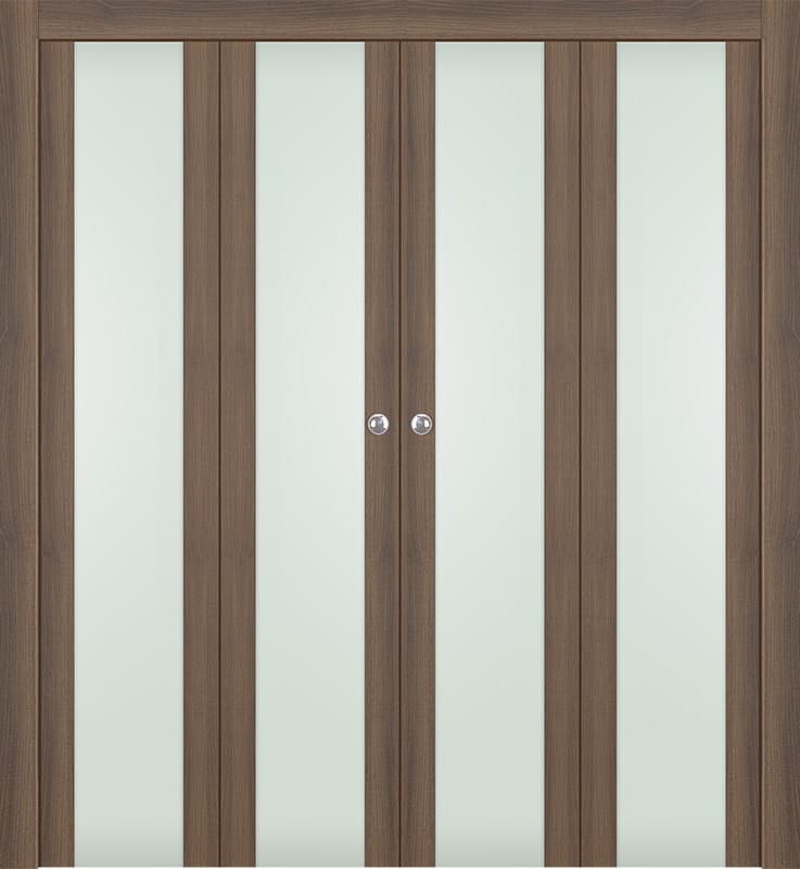 AVON 202 VETRO PECAN NUTWOOD DOUBLE BI-FOLD DOORS BELLDINNI MODERN INTERIOR DOOR - 1