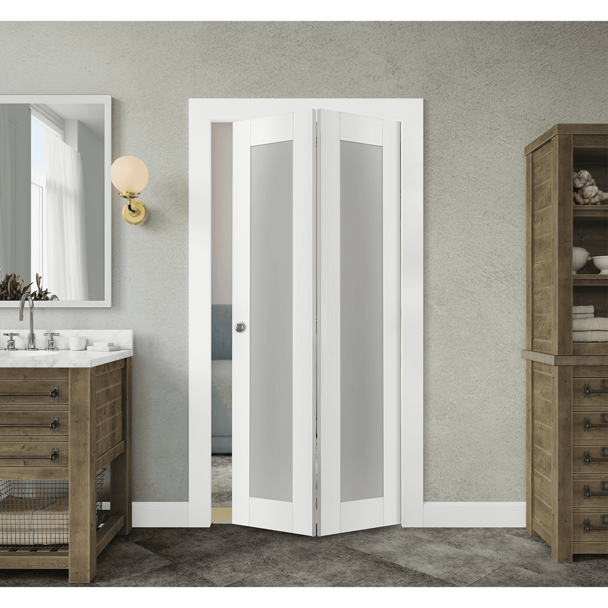 PALLADIO 207 VETRO BIANCO NOBLE BI-FOLD BELLDINNI MODERN INTERIOR DOOR - 2