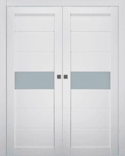 EDNA VETRO BIANCO NOBLE DOUBLE POCKET BELLDINNI MODERN INTERIOR DOOR - 1