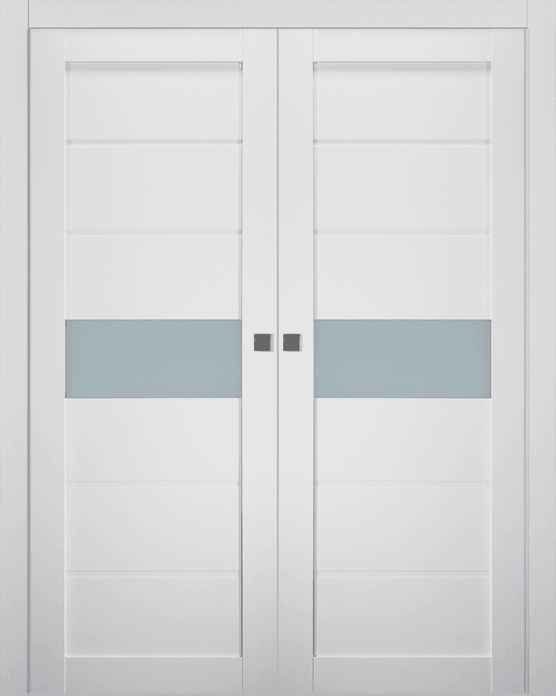 EDNA VETRO BIANCO NOBLE DOUBLE POCKET BELLDINNI MODERN INTERIOR DOOR - 1