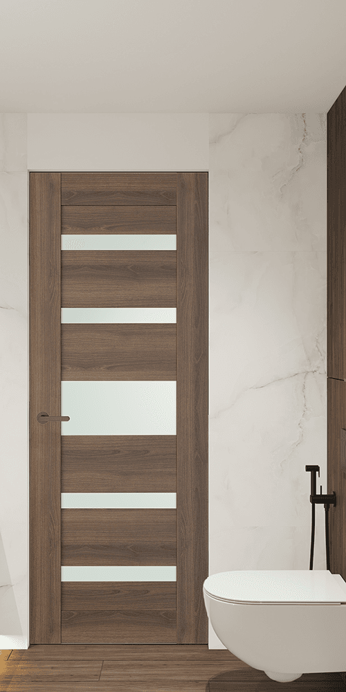 AVON 07-05 VETRO PECAN NUTWOOD DOUBLE INVISIBLE METAL FRAME BELLDINNI MODERN INTERIOR DOOR - 1