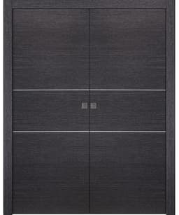 AVANTI 2H BLACK APRICOT DOUBLE POCKET BELLDINNI MODERN INTERIOR DOOR - 1