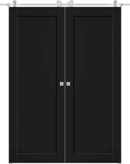 SHAKER 1 PANEL BLACK MATTE DOUBLE BARN BELLDINNI MODERN INTERIOR DOOR - 1