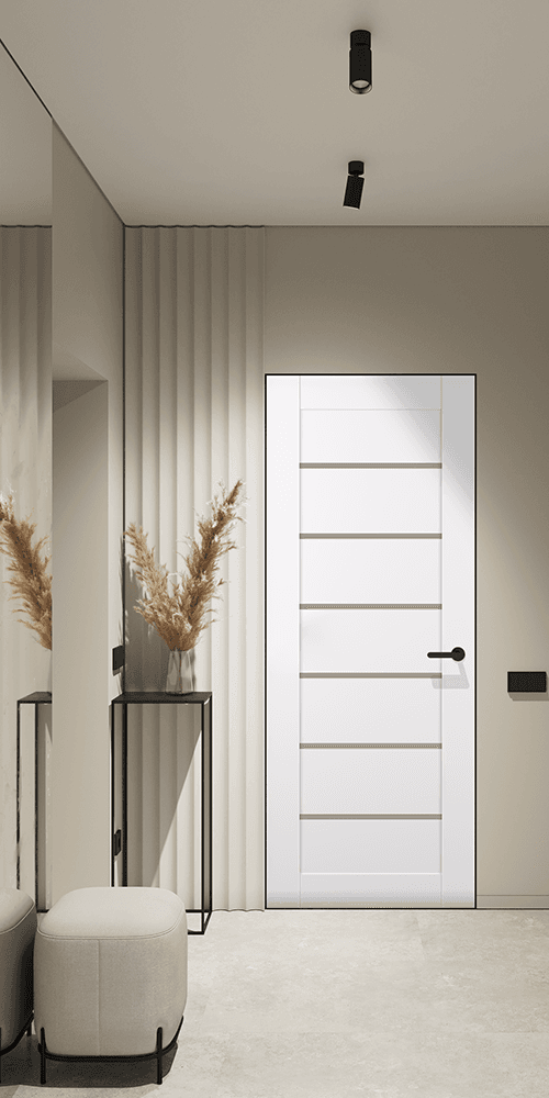 ALBA SNOW WHITE INVISIBLE METAL FRAME BELLDINNI MODERN INTERIOR DOOR