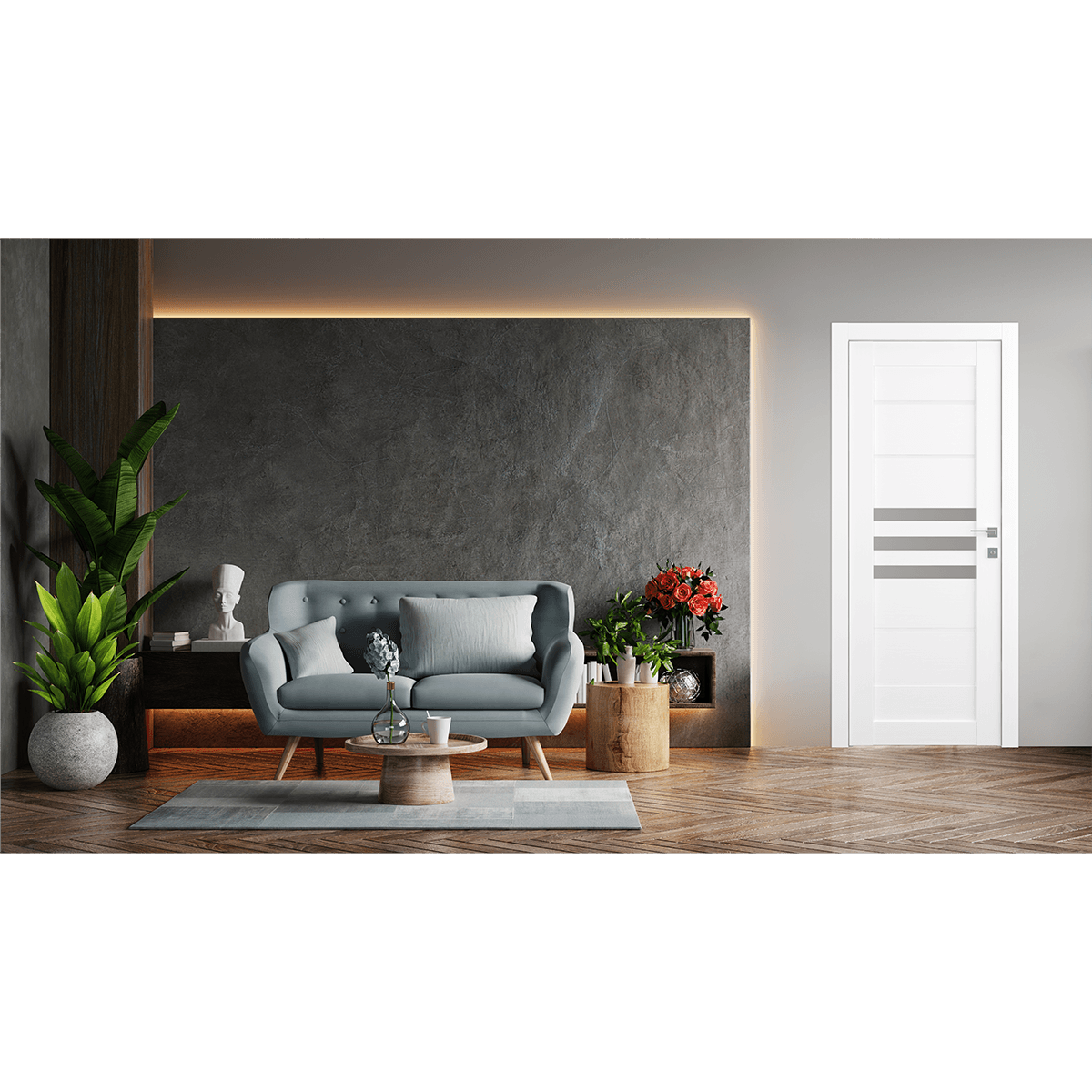 DOME VETRO BIANCO NOBLE DOUBLE BELLDINNI MODERN INTERIOR DOOR - 4