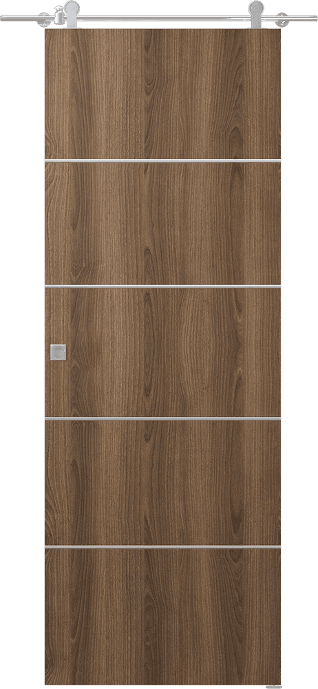 OPTIMA 4H PECAN NUTWOOD BARN DOORS BELLDINNI MODERN INTERIOR DOOR