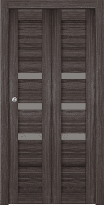 RITA VETRO GRAY OAK DOUBLE BI-FOLD BELLDINNI MODERN INTERIOR DOOR - 1