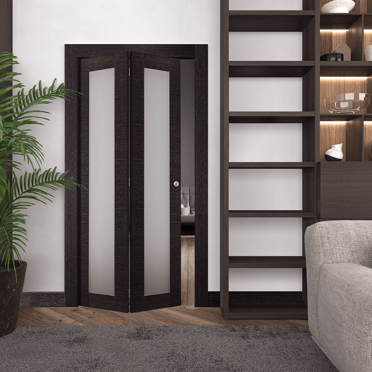 AVANTI 207 VETRO BLACK APRICOT BI-FOLD BELLDINNI MODERN INTERIOR DOOR - 2