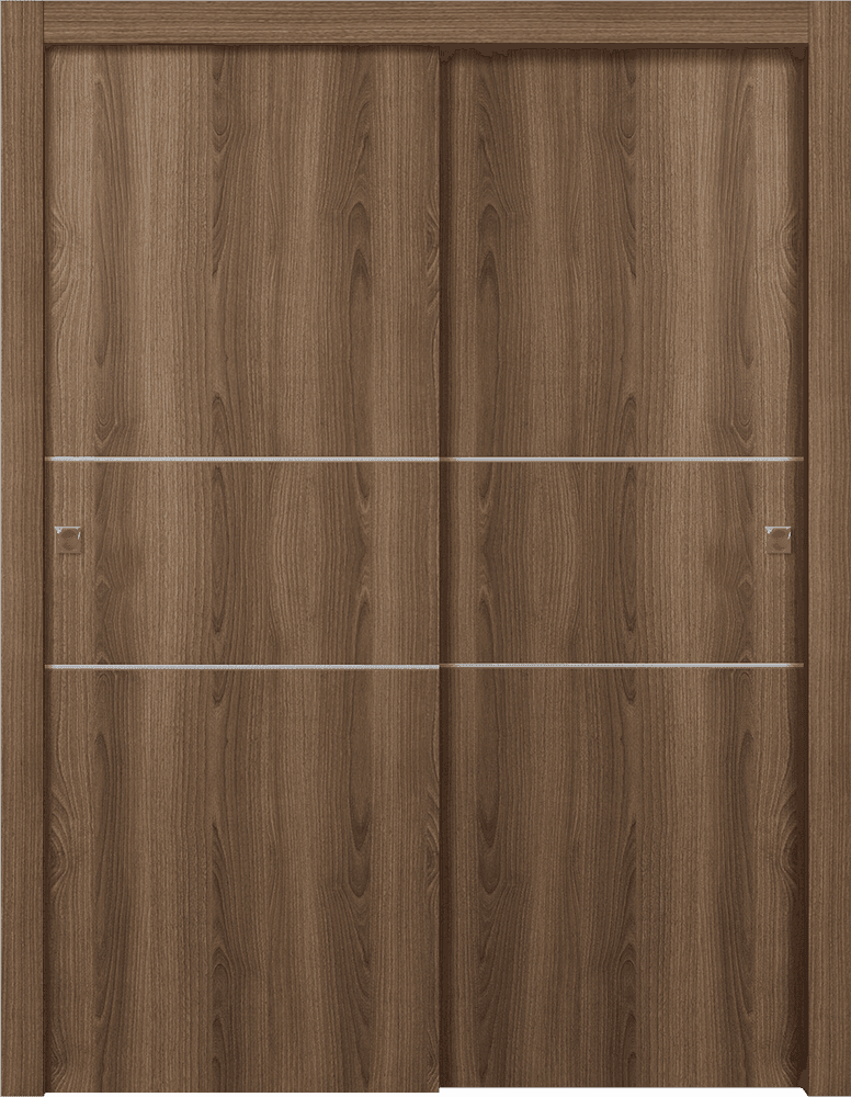 OPTIMA 2H PECAN NUTWOOD BYPASS DOORS BELLDINNI MODERN INTERIOR DOOR - 1