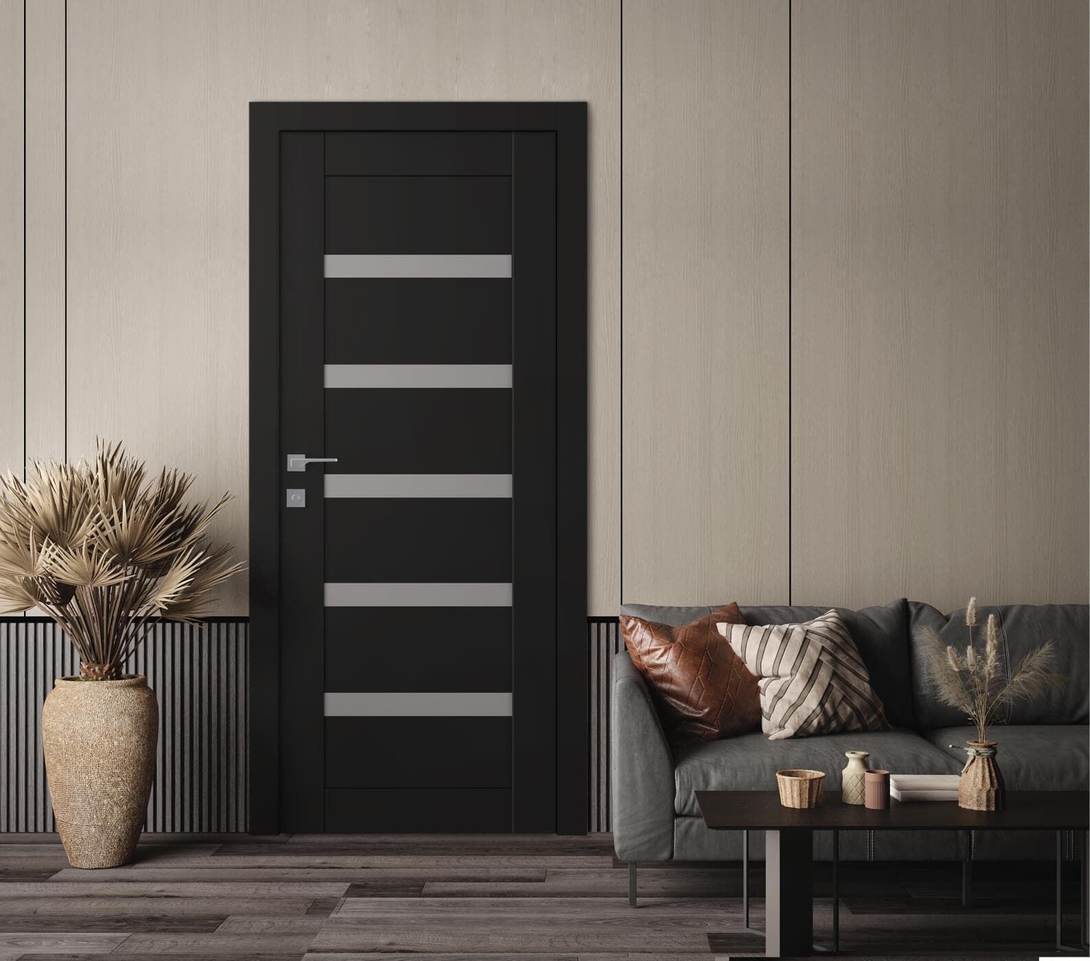 LEORA VETRO BLACK MATTE SWING BELLDINNI MODERN INTERIOR DOOR - 2