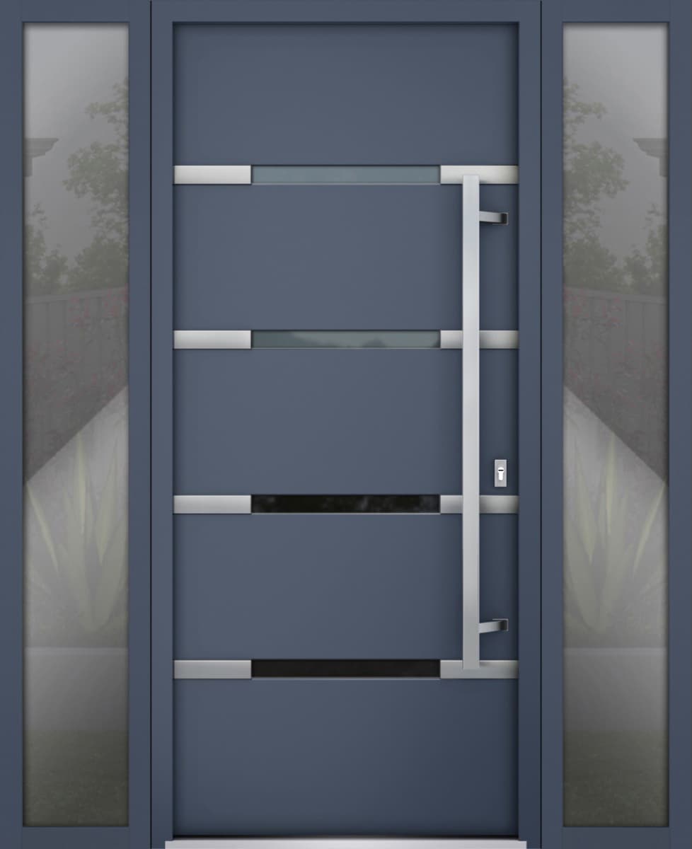 Single Modern Steel Exterior Door Deux 1105 Gray 8ft - 3