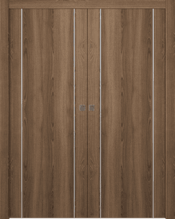 OPTIMA 2U PECAN NUTWOOD DOUBLE POCKET DOORS BELLDINNI MODERN INTERIOR DOOR - 1