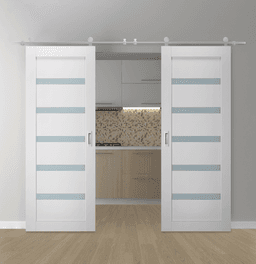 LEORA VETRO BIANCO NOBLE DOUBLE BARN BELLDINNI MODERN INTERIOR DOOR - 1