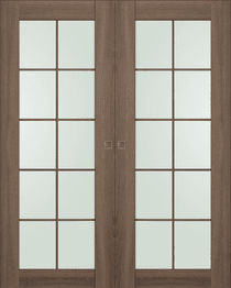 AVON 10 LITE VETRO PECAN NUTWOOD DOUBLE MAGIC DOORS BELLDINNI MODERN INTERIOR DOOR - 1
