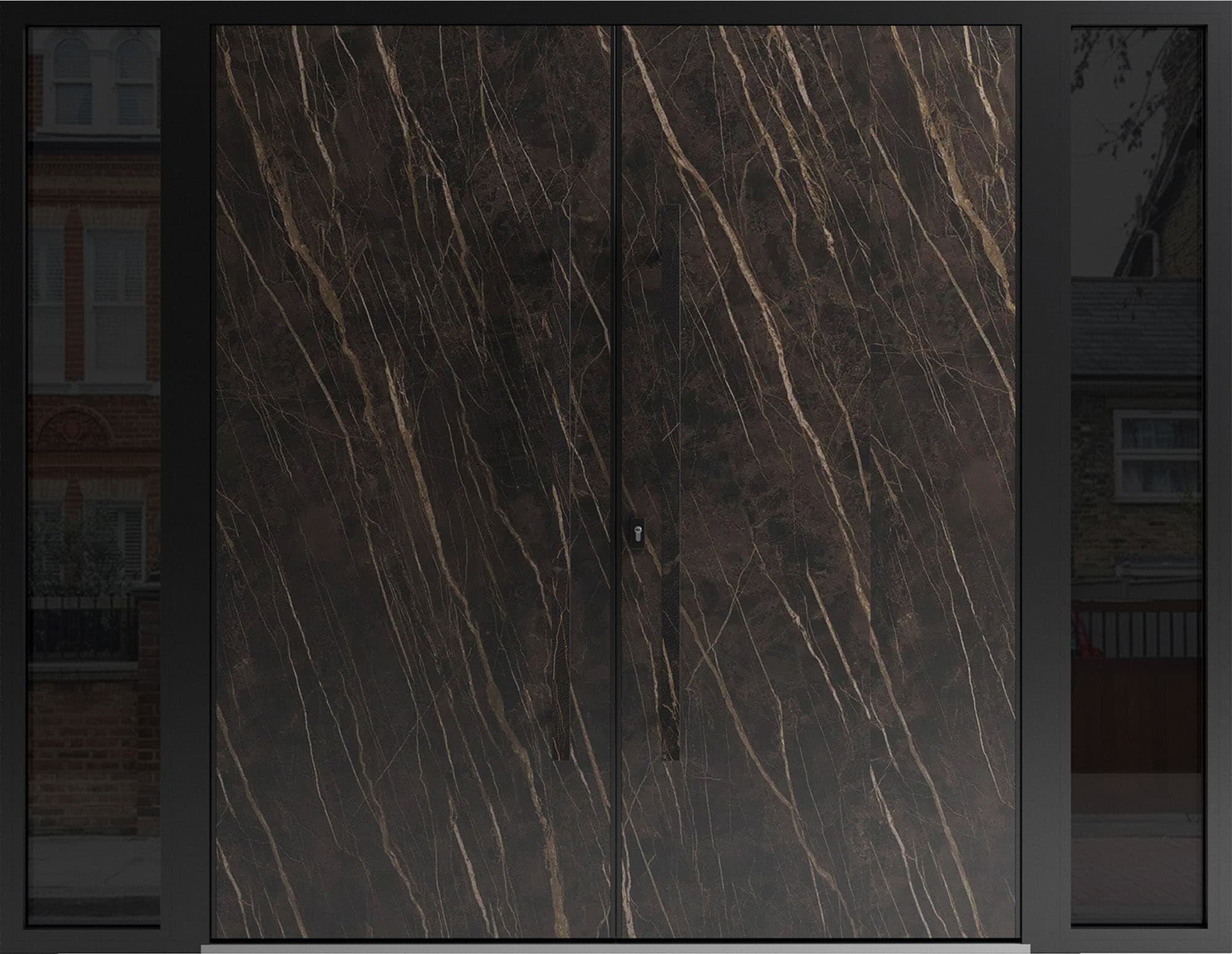 Double metal-aluminum modern exterior door Dekton 0118 8ft - 3