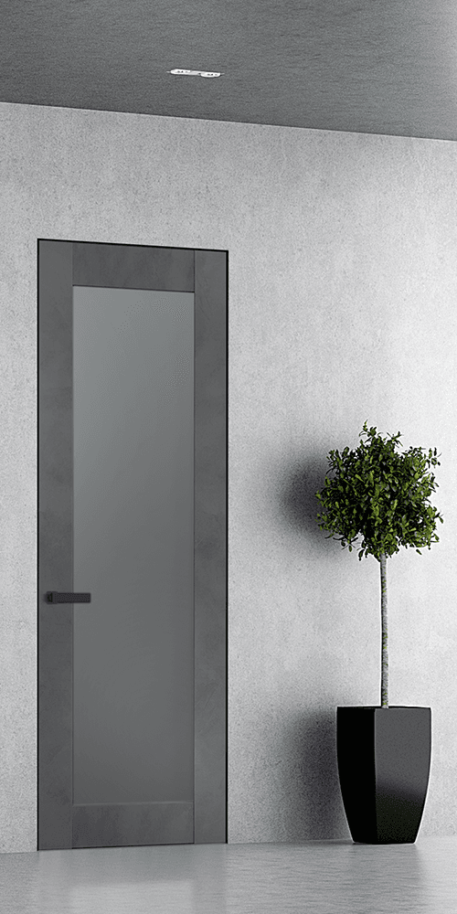 AVON 207 VETRO DARK URBAN DOUBLE INVISIBLE METAL FRAME BELLDINNI MODERN INTERIOR DOOR - 1