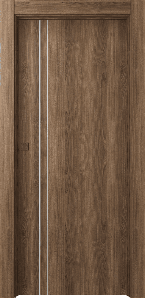 OPTIMA 2V PECAN NUTWOOD POCKET DOORS BELLDINNI MODERN INTERIOR DOOR - 1