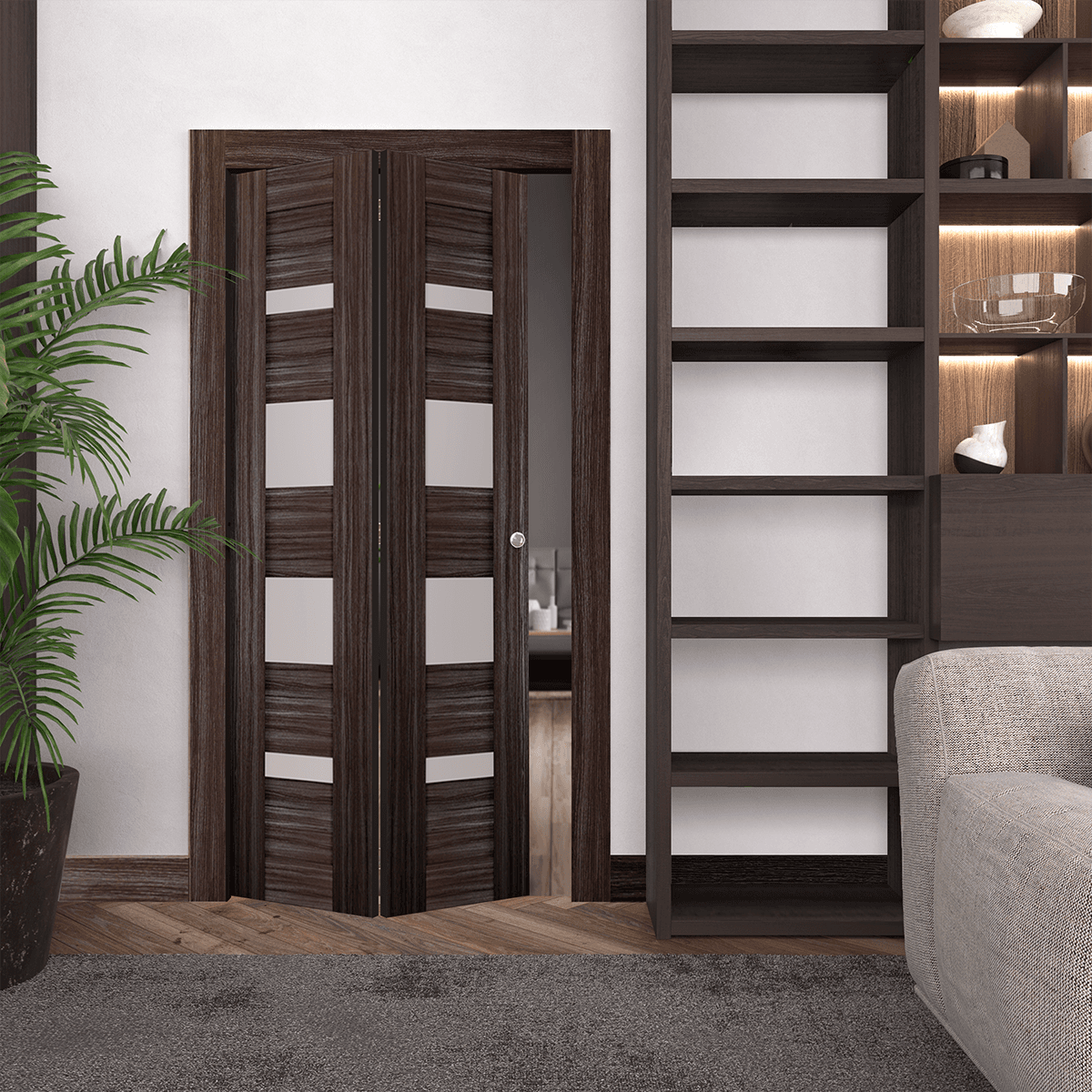 MIRELLA VETRO GRAY OAK BI-FOLD BELLDINNI MODERN INTERIOR DOOR - 2