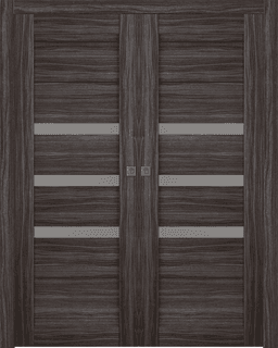 DORA VETRO GRAY OAK DOUBLE POCKET BELLDINNI MODERN INTERIOR DOOR - 1