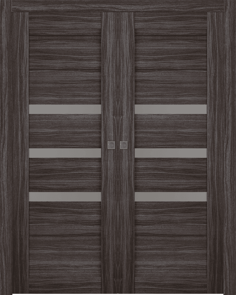 DORA VETRO GRAY OAK DOUBLE POCKET BELLDINNI MODERN INTERIOR DOOR - 1
