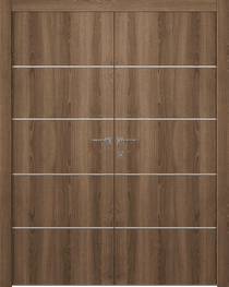 OPTIMA 4H PECAN NUTWOOD DOUBLE DOORS BELLDINNI MODERN INTERIOR DOOR - 1