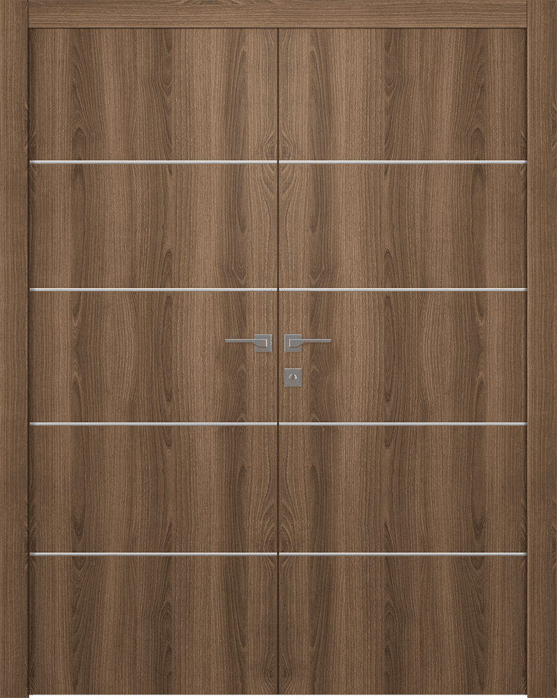 OPTIMA 4H PECAN NUTWOOD DOUBLE DOORS BELLDINNI MODERN INTERIOR DOOR