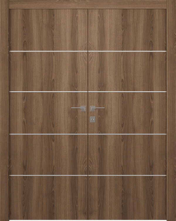OPTIMA 4H PECAN NUTWOOD DOUBLE DOORS BELLDINNI MODERN INTERIOR DOOR