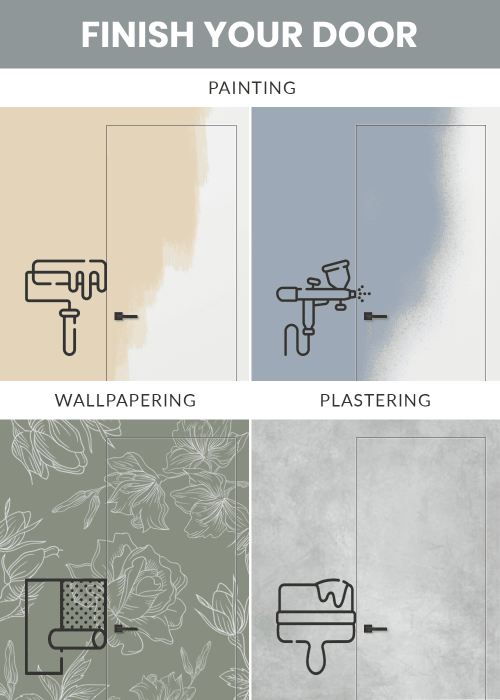 Primed Door Wallpaper Double Frameless Belldinni Modern Interior Door - 5