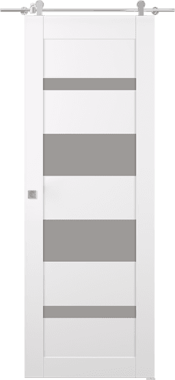 MIRELLA VETRO SNOW WHITE DOUBLE BARN BELLDINNI MODERN INTERIOR DOOR - 1