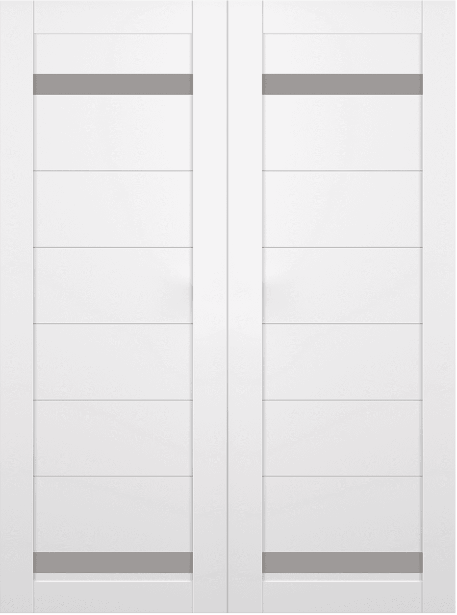 PERLA VETRO SNOW WHITE DOUBLE BARN BELLDINNI MODERN INTERIOR DOOR - 2