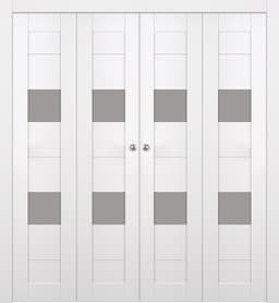 BERTA VETRO SNOW WHITE DOUBLE BI-FOLD BELLDINNI MODERN INTERIOR DOOR - 1