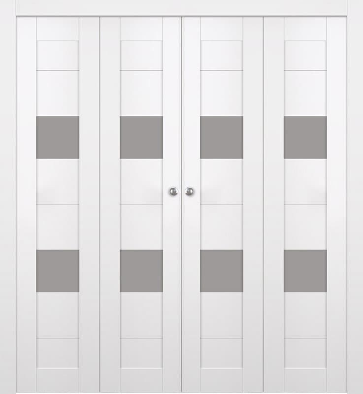 BERTA VETRO SNOW WHITE DOUBLE BI-FOLD BELLDINNI MODERN INTERIOR DOOR - 1