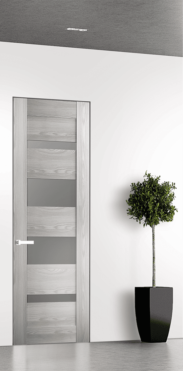 AVON 07-01 VETRO RIBEIRA ASH INVISIBLE METAL FRAME BELLDINNI MODERN INTERIOR DOOR - 1