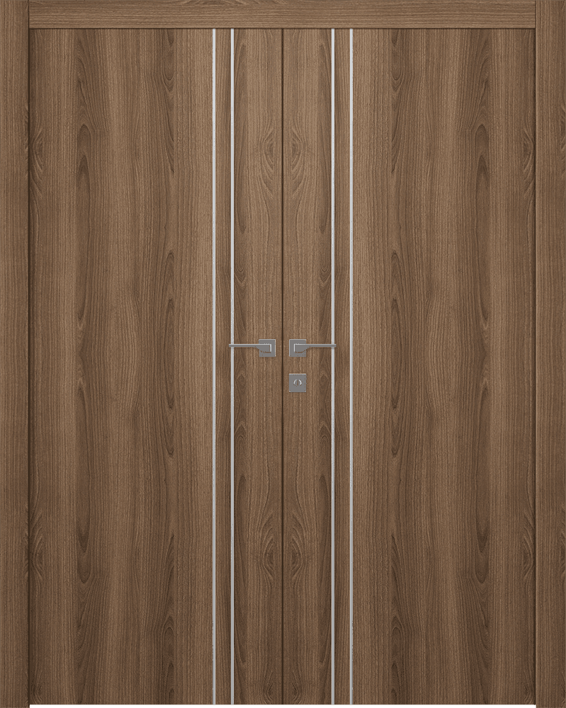 OPTIMA 2V PECAN NUTWOOD DOUBLE DOORS BELLDINNI MODERN INTERIOR DOOR