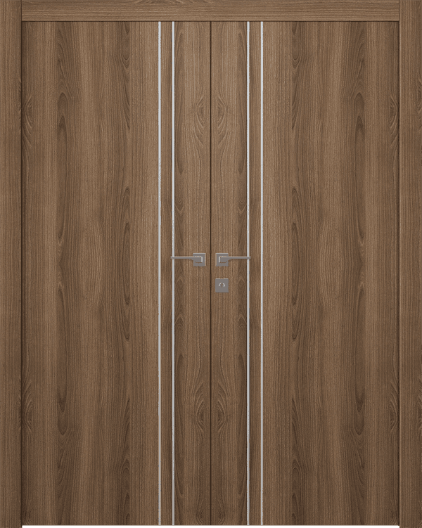 OPTIMA 2V PECAN NUTWOOD DOUBLE DOORS BELLDINNI MODERN INTERIOR DOOR